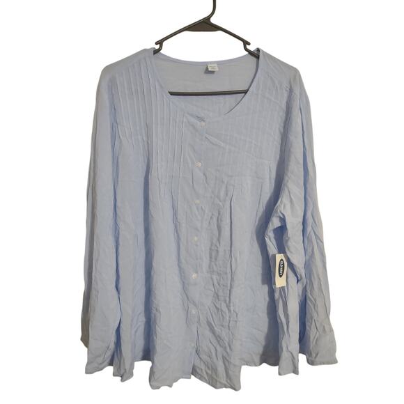 Old Navy Blue Flowy Button Up Shirt XXL Lightweight Classic Bohemian Easter - Picture 1 of 5